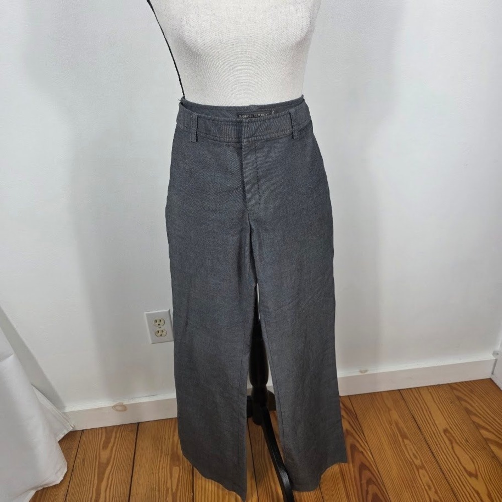 Banana Republic Martin Stretch Gray Wide Leg Dress Pants Women Size 8 Long